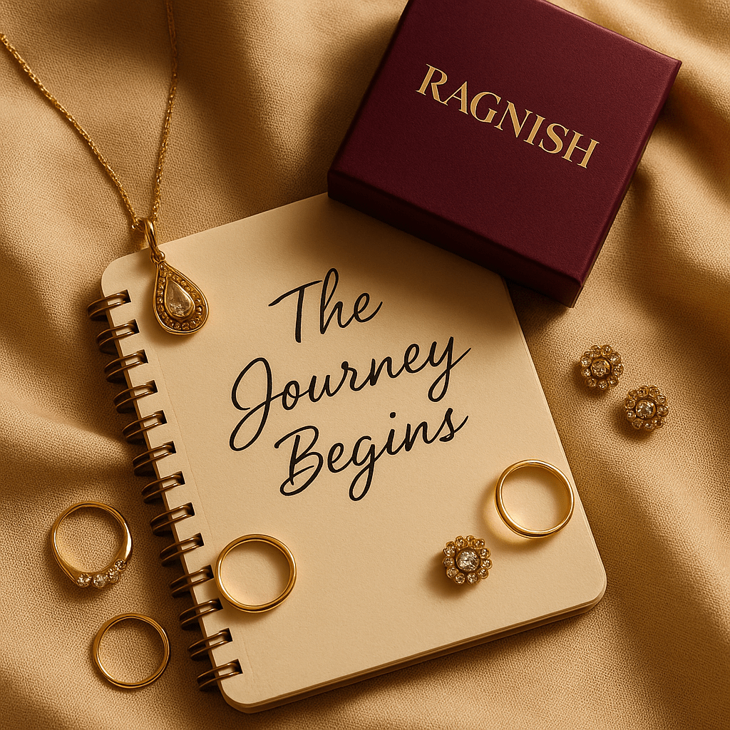 Artisan designing jewellery sketch at Ragnish studio with traditional tools.