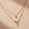 Luxury dual-chain gold vermeil necklace with solitaire and pavé crystals