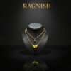 RAGNISH Aethel layered gold vermeil crystal necklace on a black bust