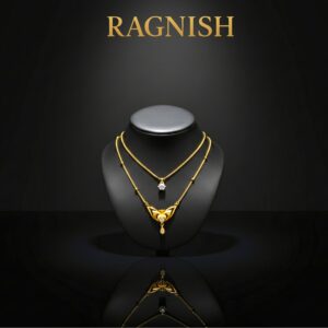 RAGNISH Aethel layered gold vermeil crystal necklace on a black bust