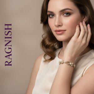 High-quality image of RAGNISH Artisan Collective marbled bead bracelet with warm, neutral colors and a natural aesthetic.