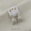 RAGNISH Imperial Jhumka Earrings - Silver-toned, Iridescent Crystal Stud