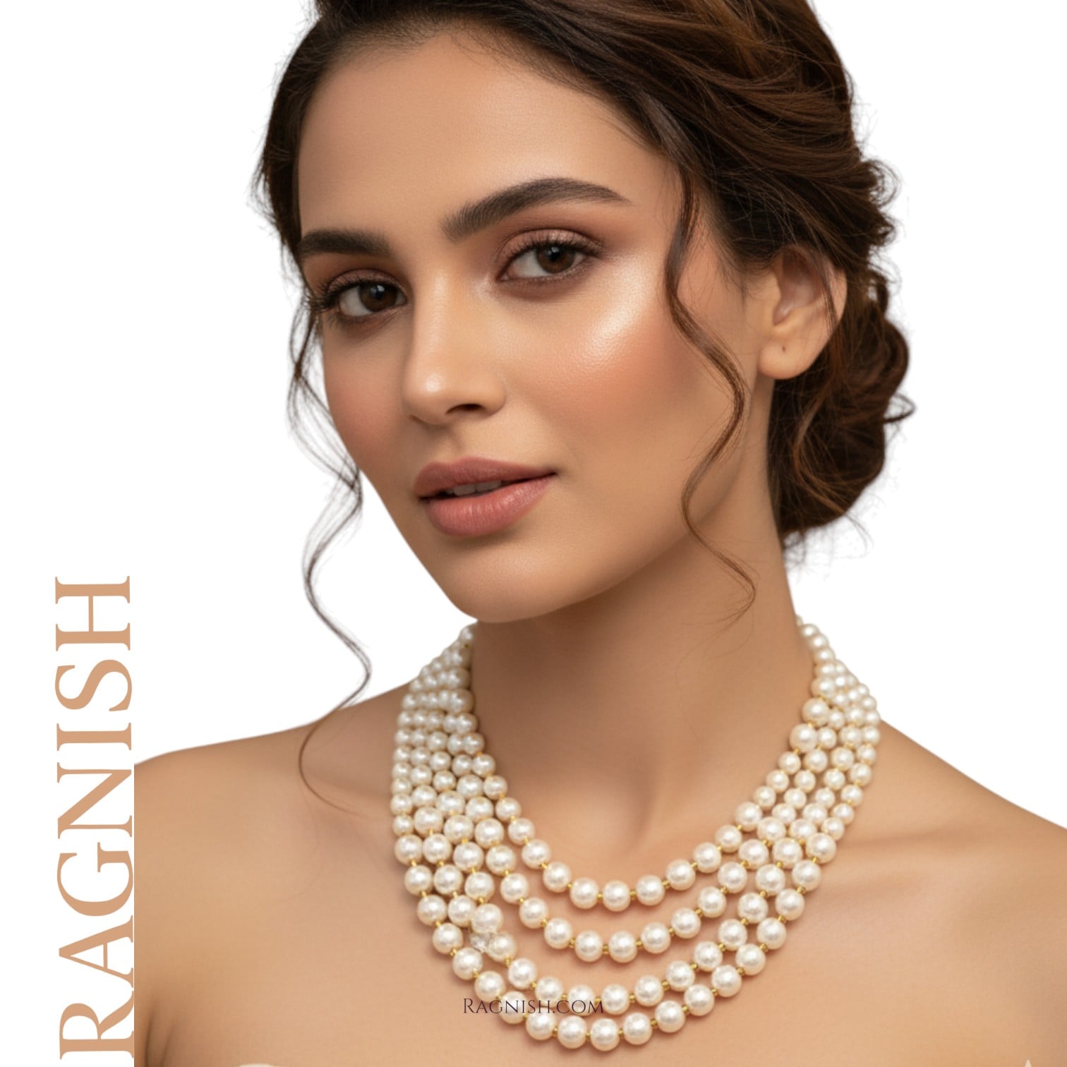 RAGNISH Empress multi-strand cultured pearl bridal choker necklace