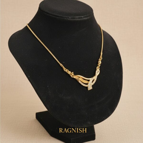 RAGNISH Pave Diamond Stream Necklace, short chain gold finish, sophisticated luxury jewelry.