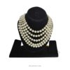 Close-up of five-strand pearl choker on model wearing luxury RAGNISH jewelry