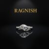 RAGNISH 925 Sterling Silver adjustable ring with pear-cut cubic zirconia and halo setting.