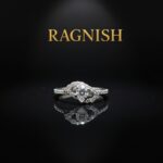 RAGNISH 925 Sterling Silver adjustable ring with pear-cut cubic zirconia and halo setting.