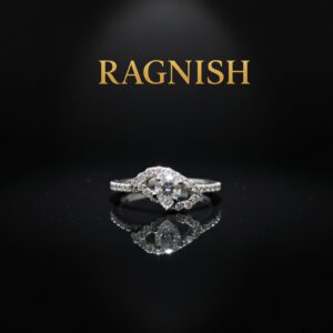 RAGNISH 925 Sterling Silver adjustable ring with pear-cut cubic zirconia and halo setting.