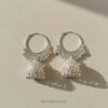 RAGNISH Nitya Silver Jhumka Hoop Earrings, traditional Indian style with delicate beadwork on a modern sterling silver hoop.