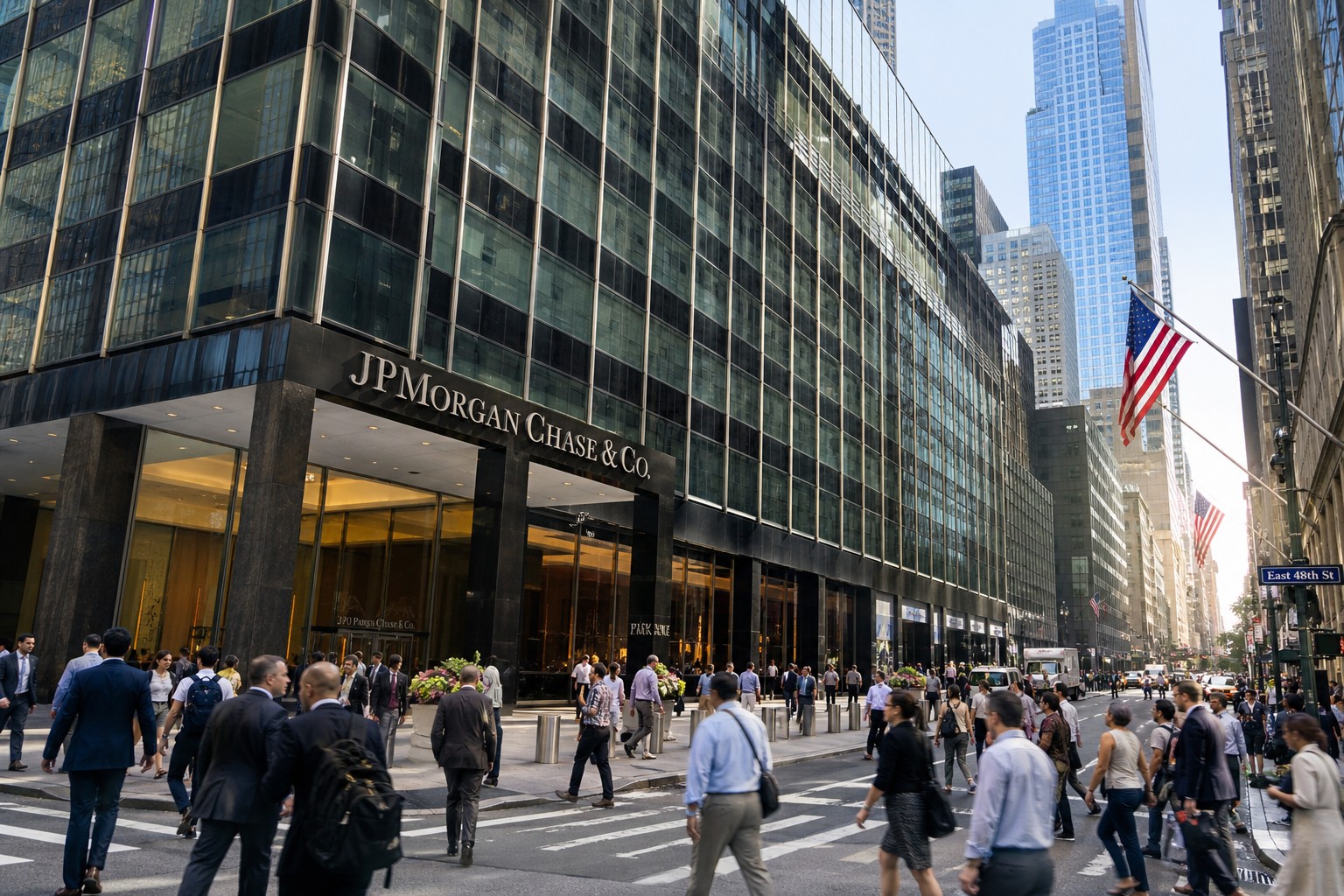 JPMorgan Chase headquarters building in New York representing global banking power