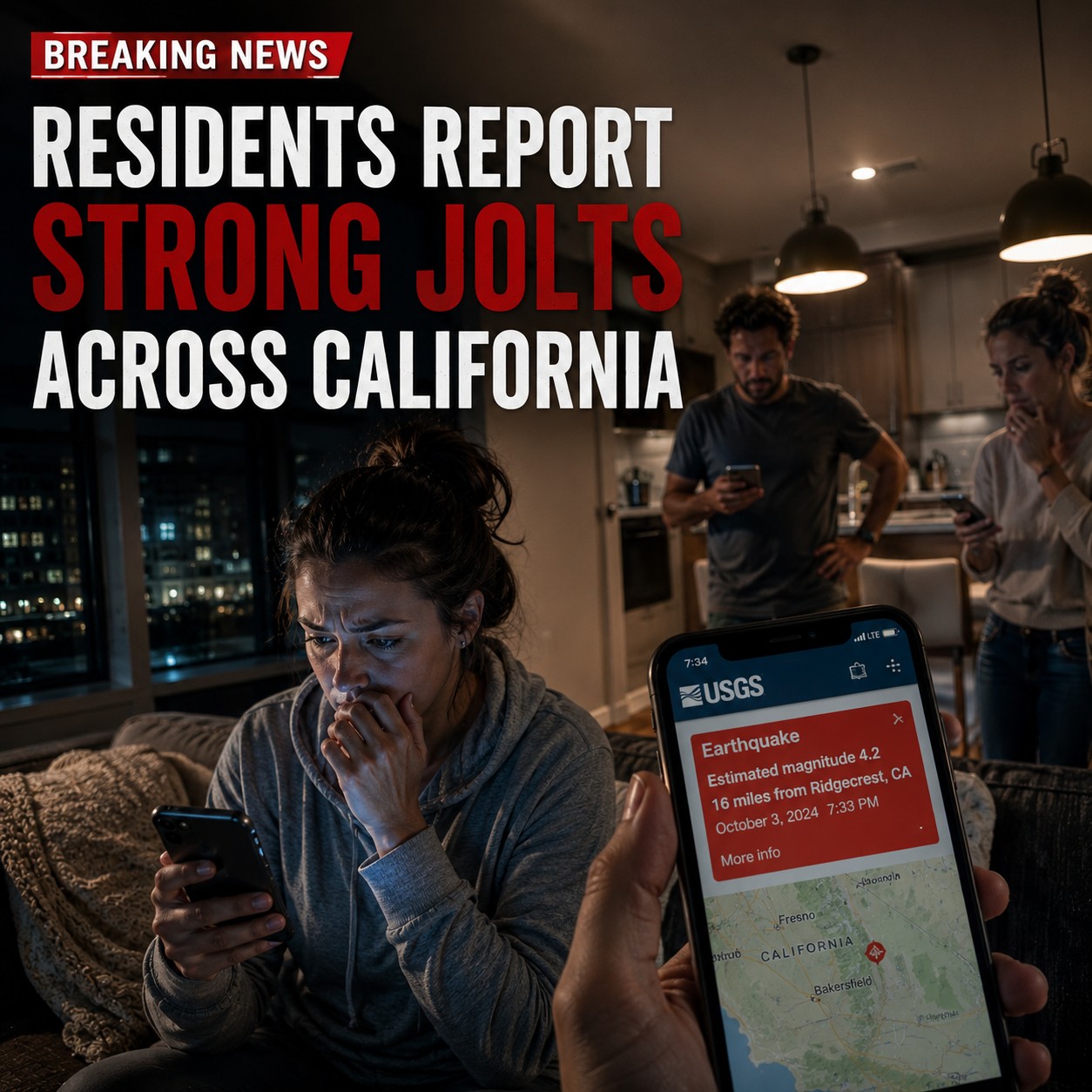 California residents checking earthquake alerts on smartphones after recent tremors