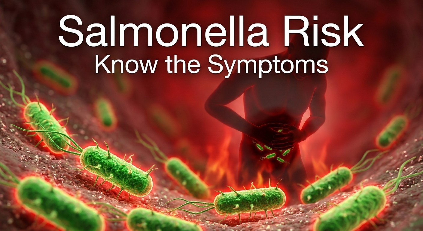 Salmonella bacteria symptoms diarrhea fever food poisoning concept