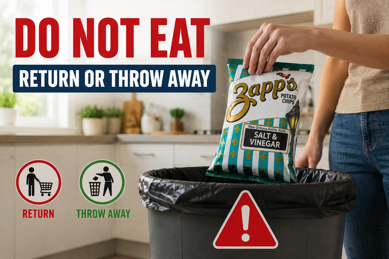 consumer disposing recalled potato chips safety action