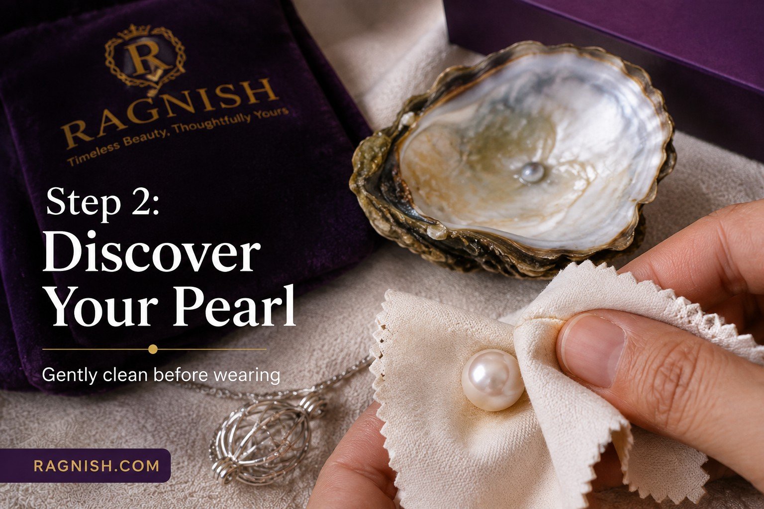 Discovering and cleaning the pearl from a Wish Pearl Necklace oyster